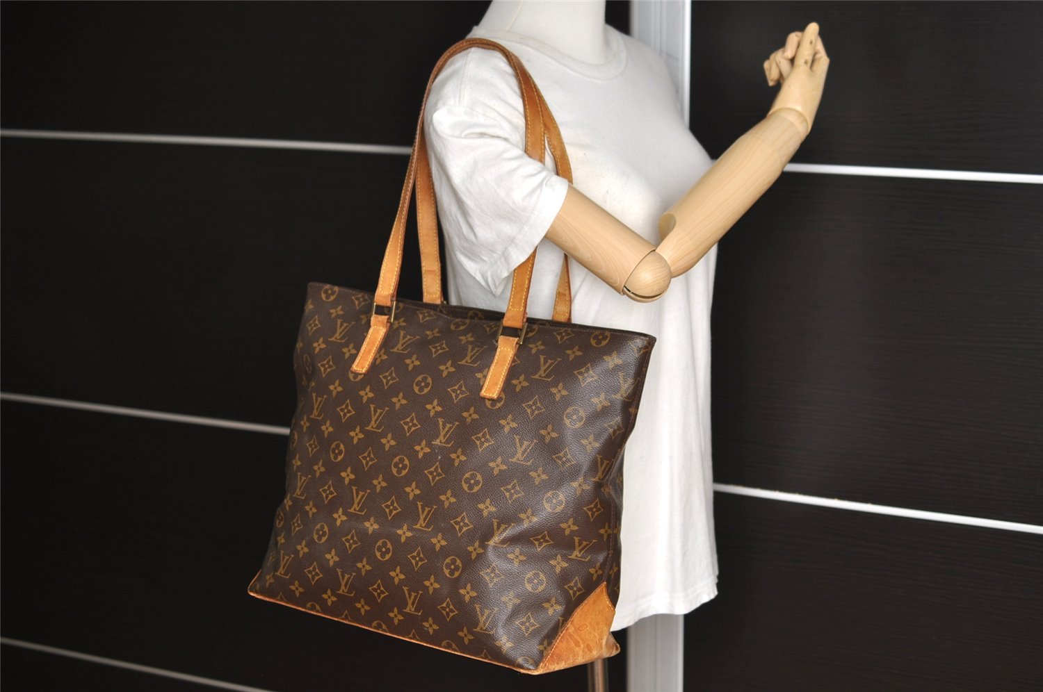 Authentic Louis Vuitton Monogram Cabas Mezzo Shoulder Tote Bag M51151 Junk 3317I