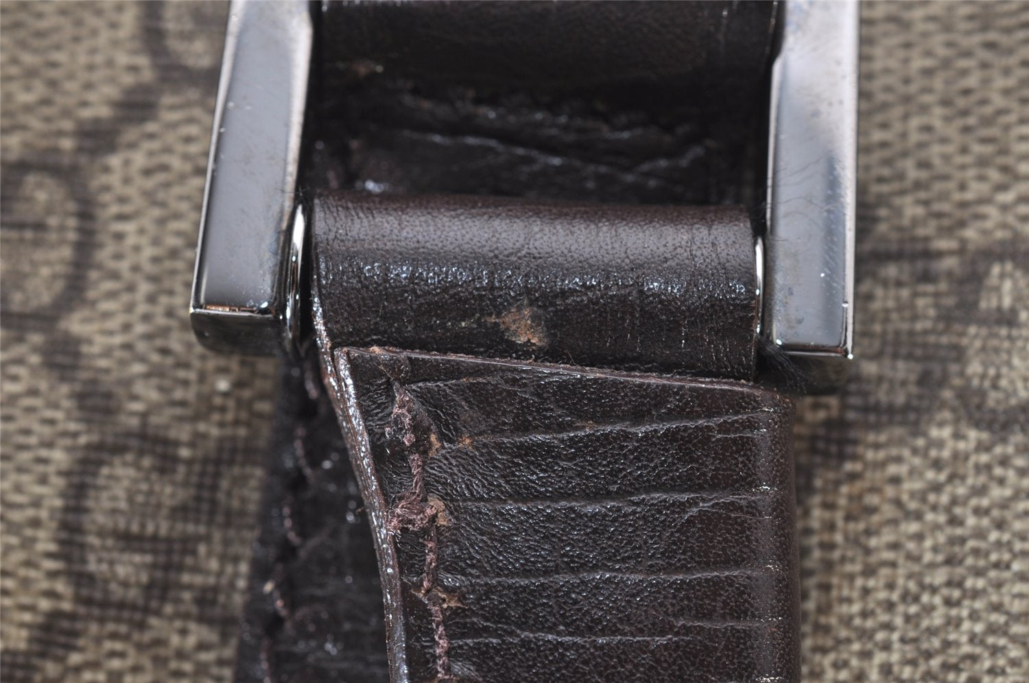 Authentic GUCCI Vintage Shoulder Tote Bag GG PVC Leather 114288 Brown 3318I