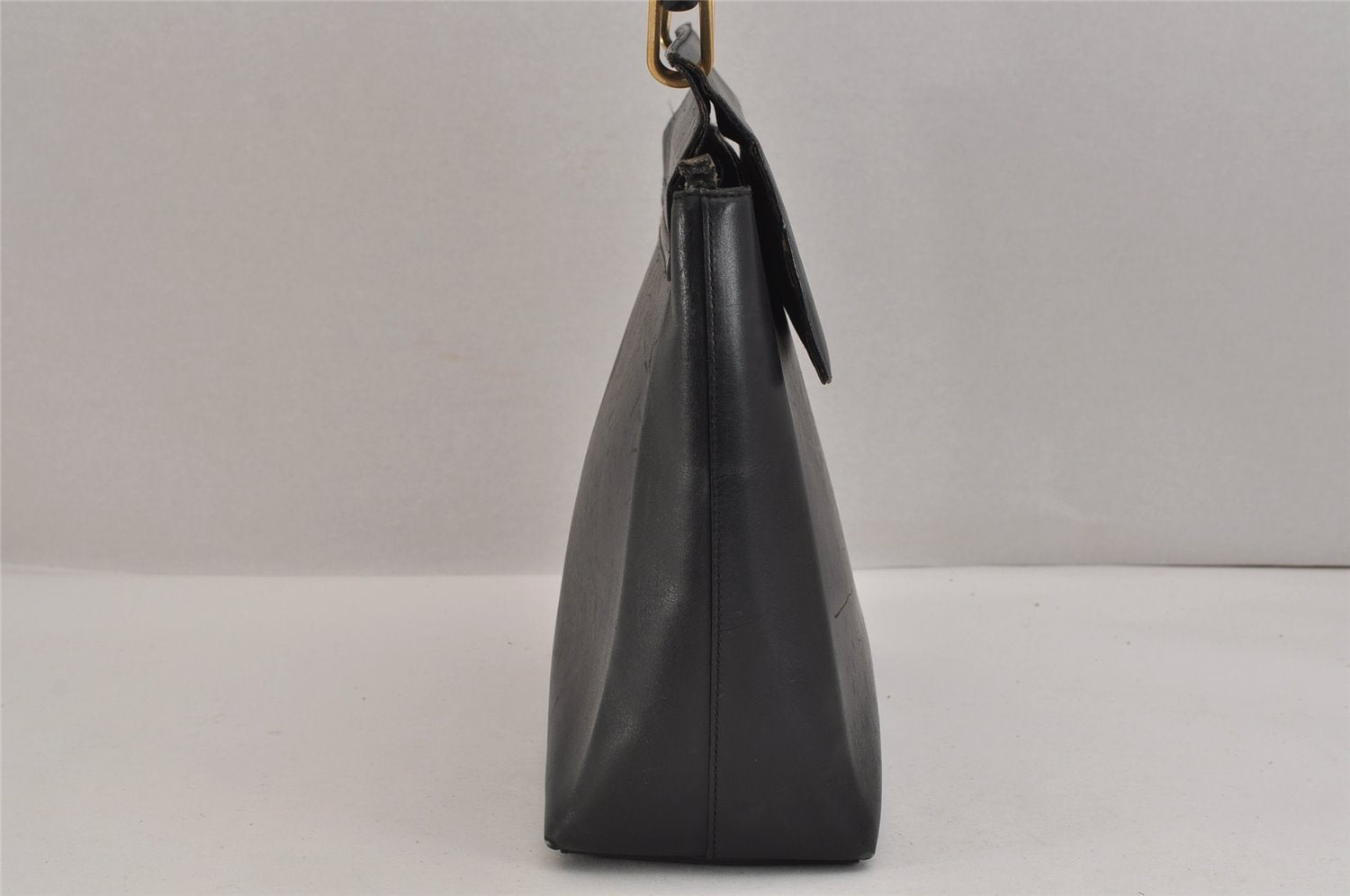 Authentic GUCCI Bamboo 2Way Shoulder Hand Bag Purse Leather Black 3318J