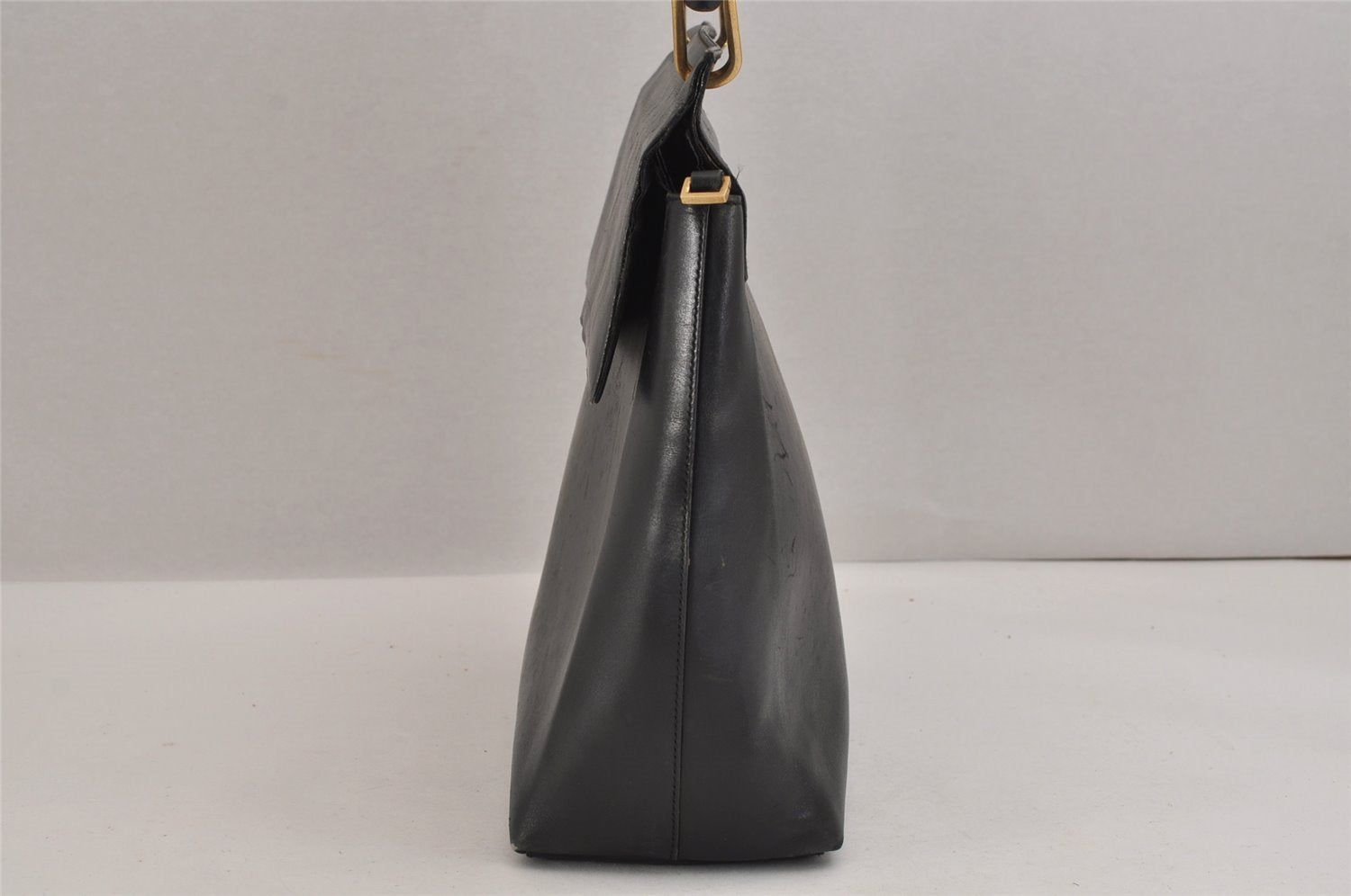 Authentic GUCCI Bamboo 2Way Shoulder Hand Bag Purse Leather Black 3318J