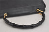 Authentic GUCCI Bamboo 2Way Shoulder Hand Bag Purse Leather Black 3318J