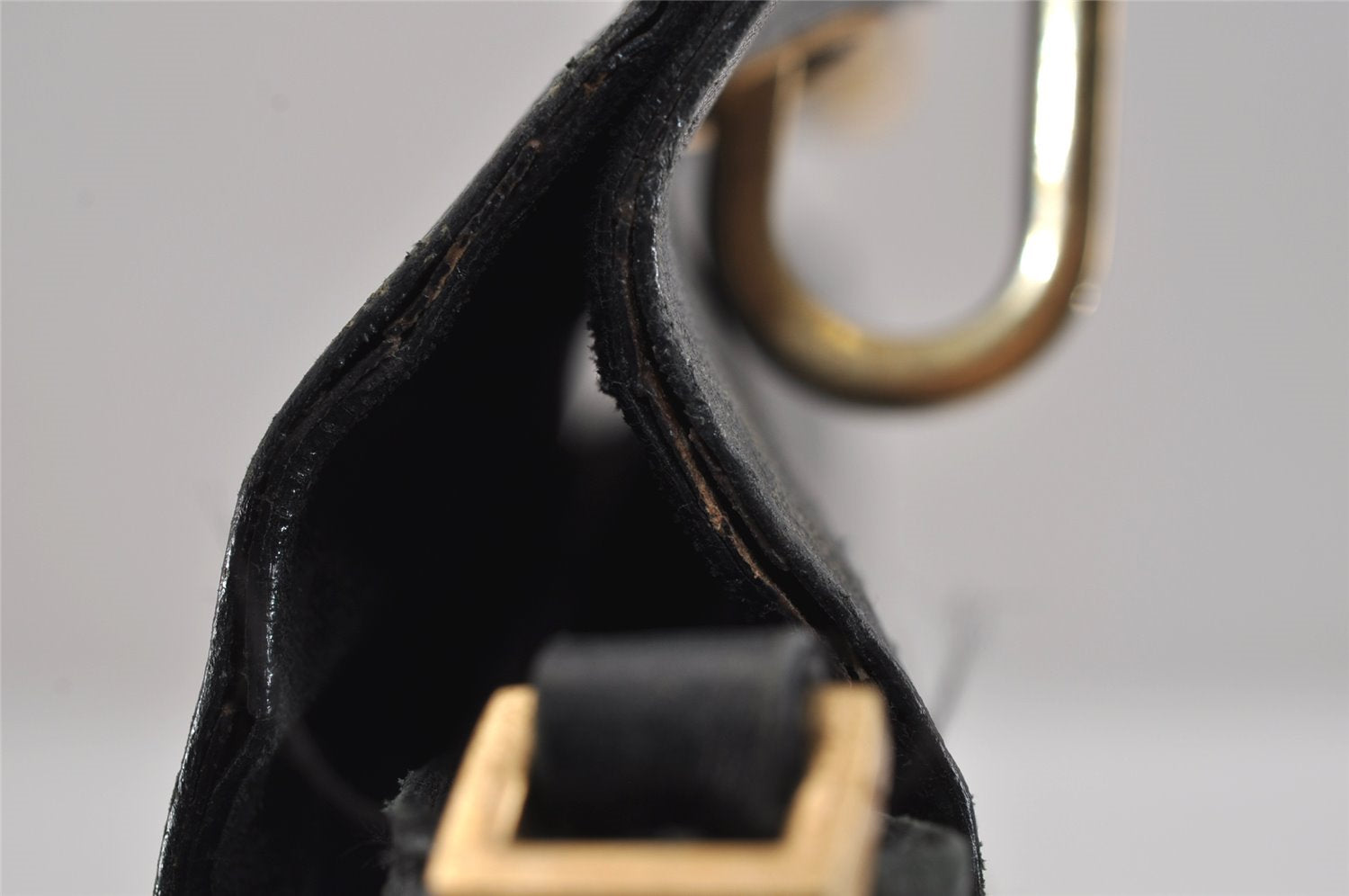 Authentic GUCCI Bamboo 2Way Shoulder Hand Bag Purse Leather Black 3318J