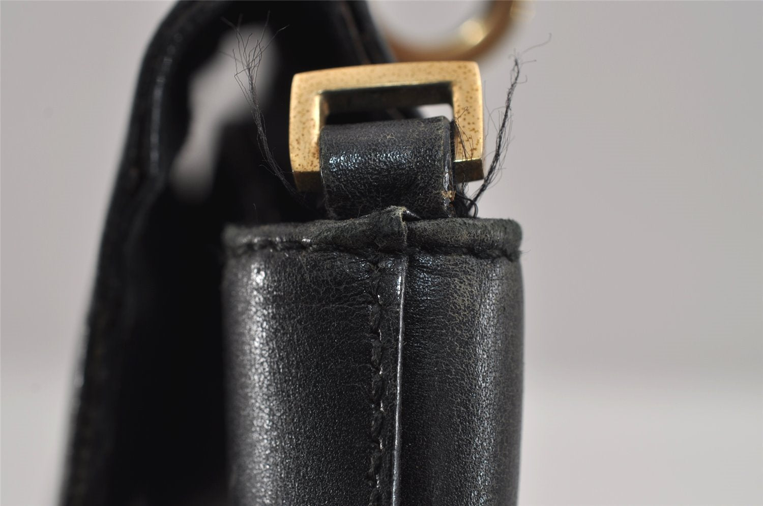 Authentic GUCCI Bamboo 2Way Shoulder Hand Bag Purse Leather Black 3318J