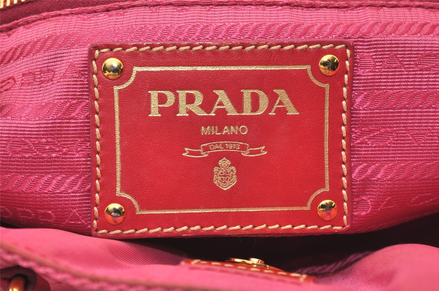 Authentic PRADA Nylon Tessuto Enamel 2Way Shoulder Tote Bag BN1756 Pink 3319J