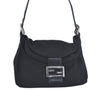 Authentic FENDI Mamma Baguette Shoulder Hand Bag Jersey Leather Black Junk 3321J