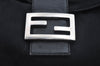 Authentic FENDI Mamma Baguette Shoulder Hand Bag Jersey Leather Black Junk 3321J