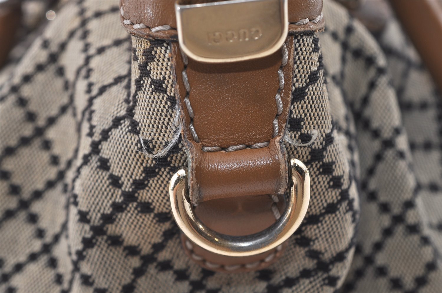 Authentic GUCCI Diamante Sukey 2Way Tote Bag Canvas Leather 247902 Brown 3322J