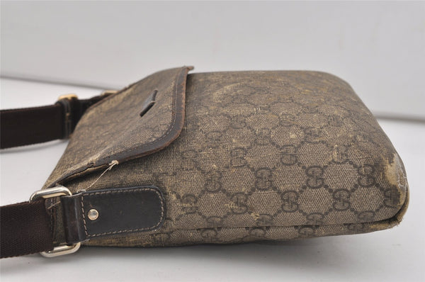 Authentic GUCCI Shoulder Cross Body Bag Purse GG PVC Leather 223666 Brown 3323J