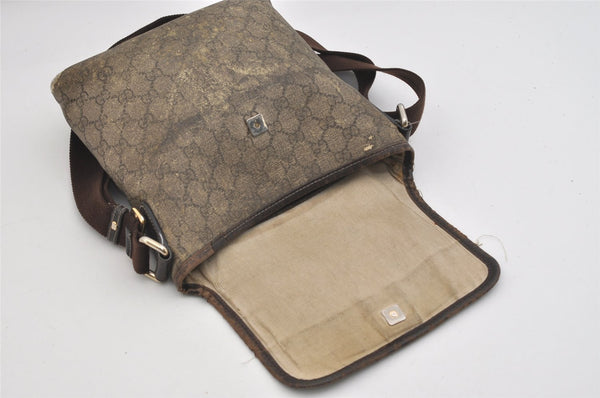 Authentic GUCCI Shoulder Cross Body Bag Purse GG PVC Leather 223666 Brown 3323J