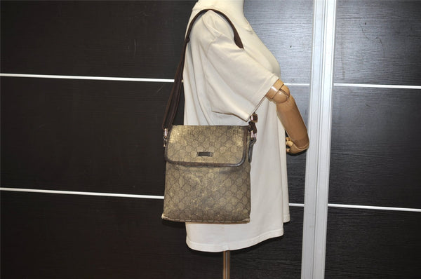 Authentic GUCCI Shoulder Cross Body Bag Purse GG PVC Leather 223666 Brown 3323J