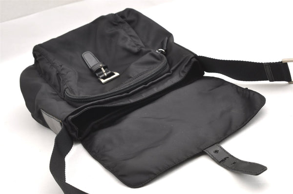 Authentic PRADA Nylon Tessuto Leather Shoulder Cross Body Bag Purse Black 3324I