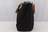 Authentic GUCCI Vintage Bamboo 2Way Shoulder Hand Bag Suede Leather Black 3324J