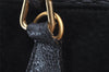 Authentic GUCCI Vintage Bamboo 2Way Shoulder Hand Bag Suede Leather Black 3324J