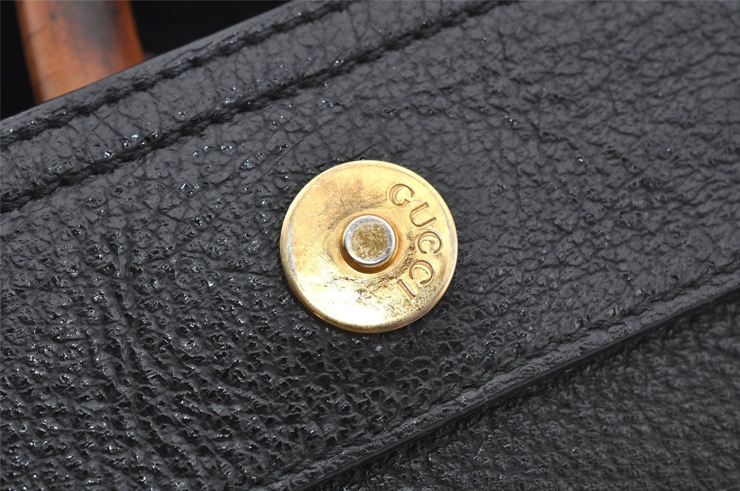 Authentic GUCCI Vintage Bamboo 2Way Shoulder Hand Bag Suede Leather Black 3324J