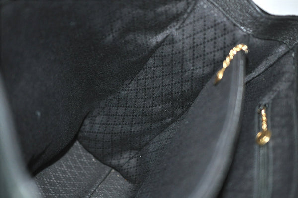 Authentic GUCCI Vintage Bamboo 2Way Shoulder Hand Bag Suede Leather Black 3324J