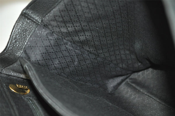 Authentic GUCCI Vintage Bamboo 2Way Shoulder Hand Bag Suede Leather Black 3324J