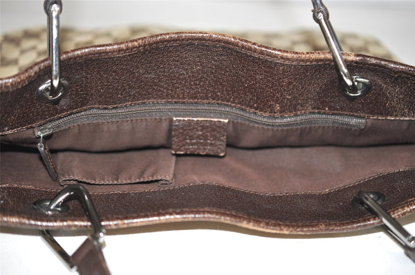 Authentic GUCCI Eclipse Shoulder Tote Bag GG Canvas Leather 120836 Brown 3325I