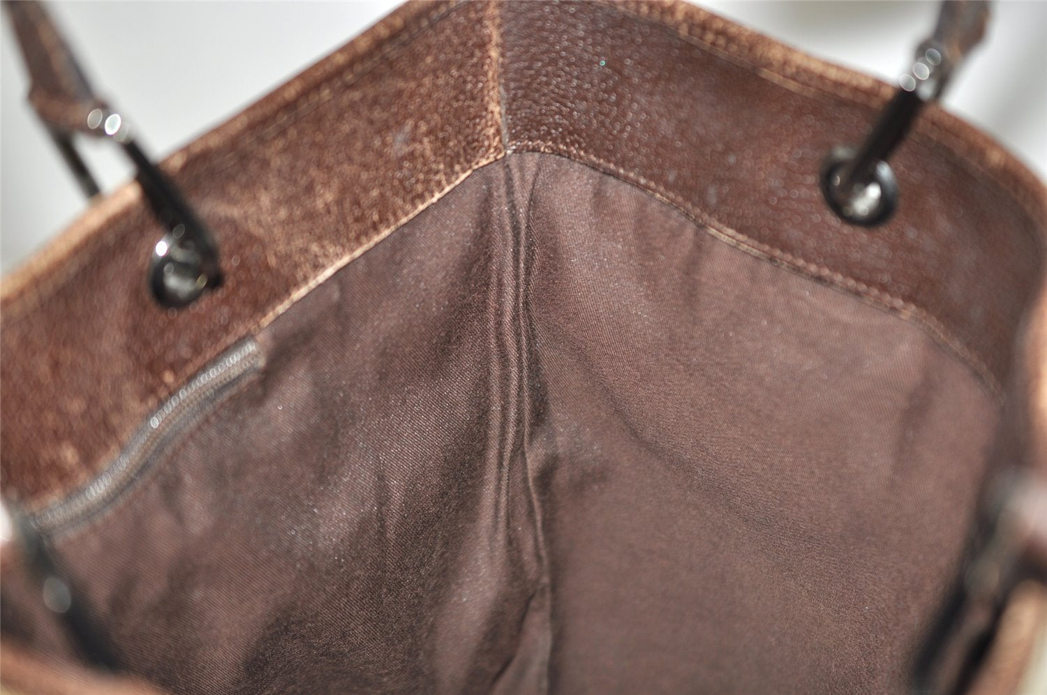 Authentic GUCCI Eclipse Shoulder Tote Bag GG Canvas Leather 120836 Brown 3325I