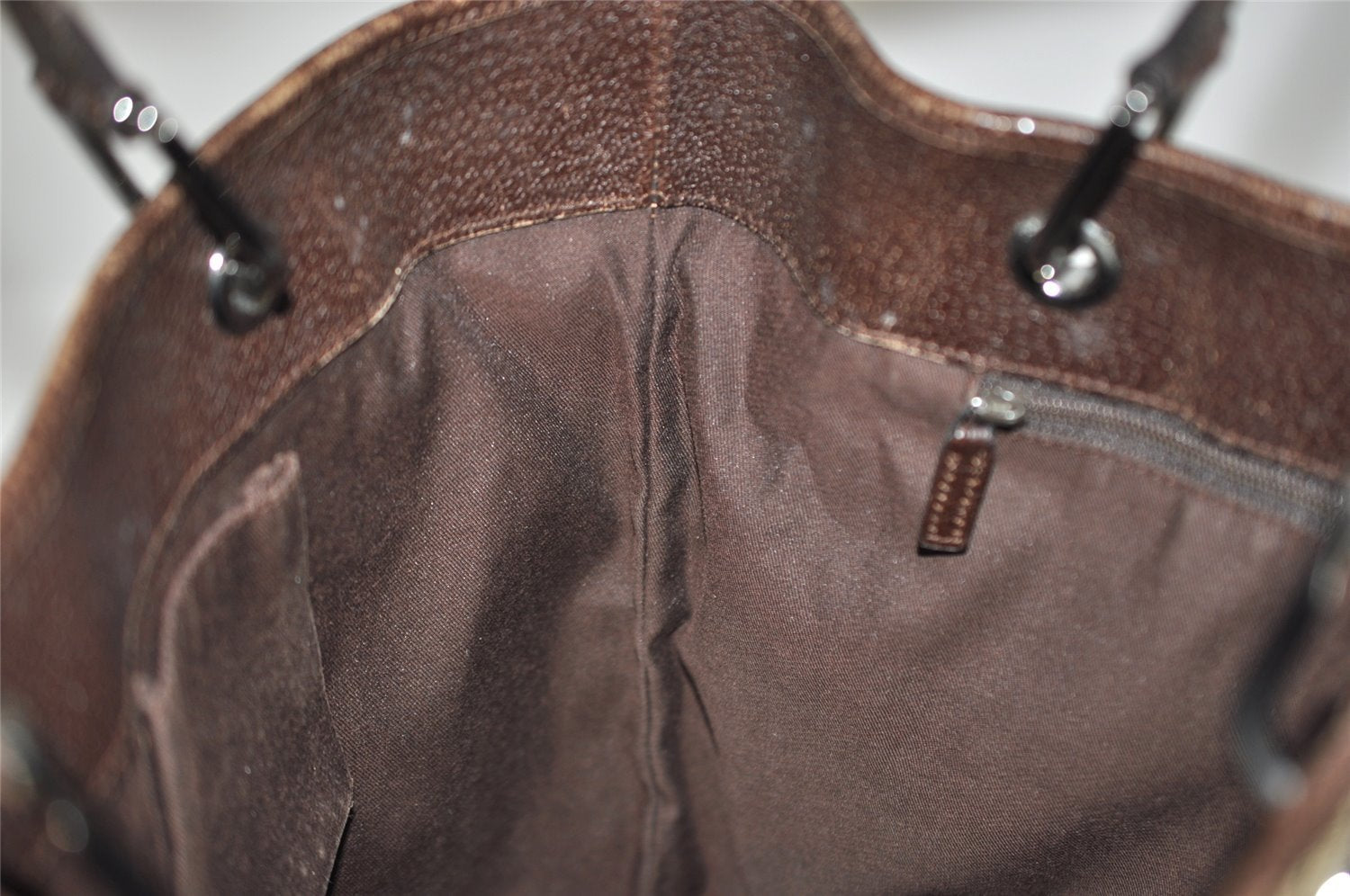 Authentic GUCCI Eclipse Shoulder Tote Bag GG Canvas Leather 120836 Brown 3325I