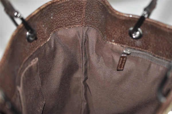 Authentic GUCCI Eclipse Shoulder Tote Bag GG Canvas Leather 120836 Brown 3325I