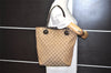 Authentic GUCCI Eclipse Shoulder Tote Bag GG Canvas Leather 120836 Brown 3325I