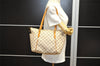 Authentic Louis Vuitton Damier Azur Totally PM Tote Bag White N41280 LV 3335I