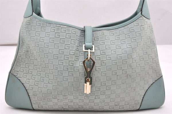 Authentic GUCCI Square GG Kandinsky Shoulder Bag Suede Leather Light Blue 3336K