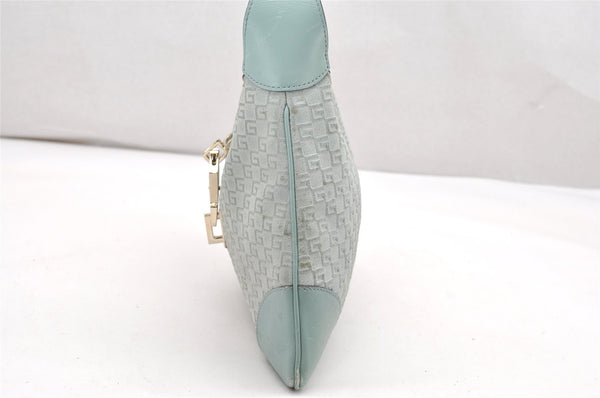 Authentic GUCCI Square GG Kandinsky Shoulder Bag Suede Leather Light Blue 3336K