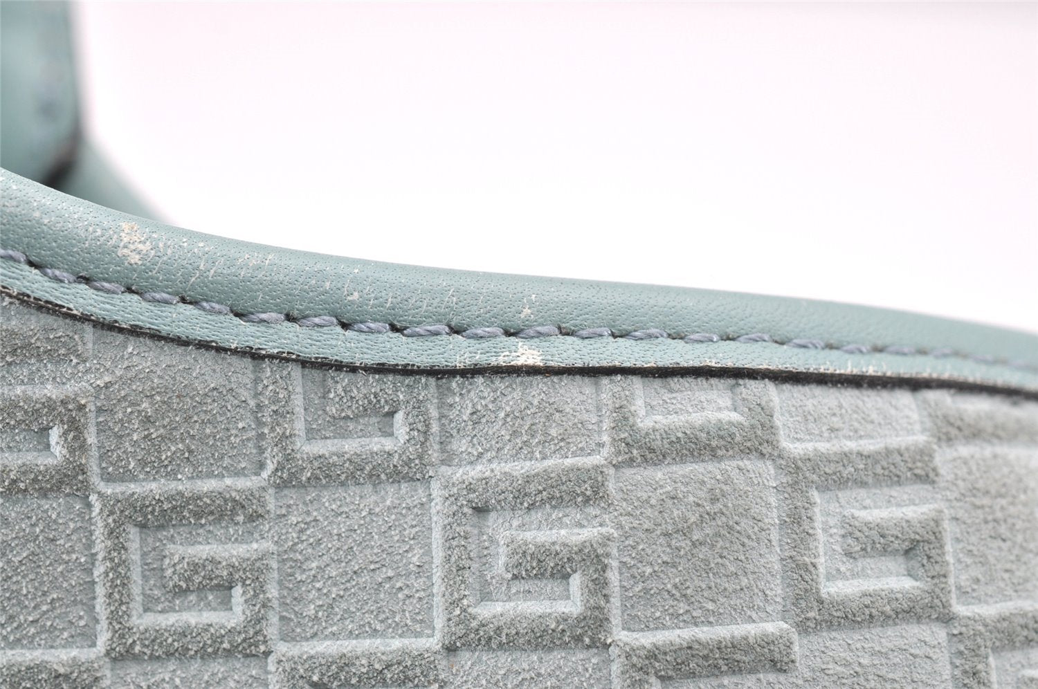 Authentic GUCCI Square GG Kandinsky Shoulder Bag Suede Leather Light Blue 3336K