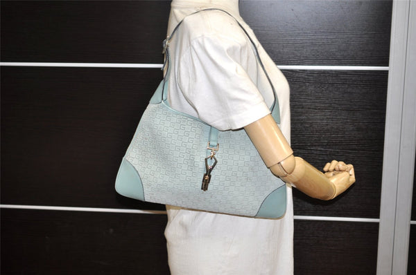 Authentic GUCCI Square GG Kandinsky Shoulder Bag Suede Leather Light Blue 3336K