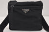 Authentic PRADA Nylon Tessuto Leather Shoulder Cross Body Bag Purse Black 3337K