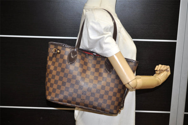 Authentic Louis Vuitton Damier Neverfull PM Shoulder Tote Bag N51109 LV 3342K