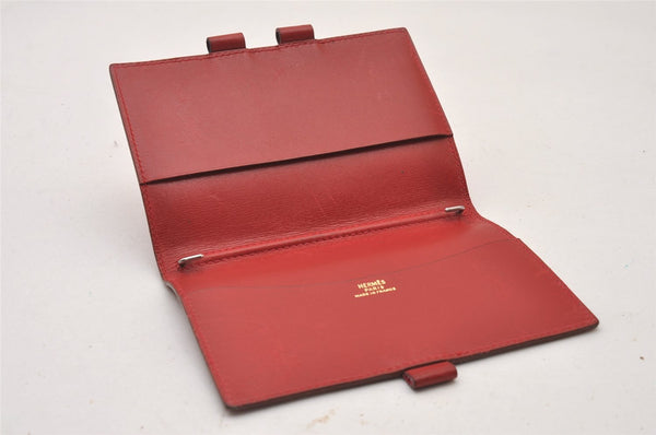 Authentic HERMES Vintage Agenda GM Notebook Cover Day Planner Leather Red 3345I