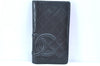 Authentic CHANEL Calf Skin Cambon Line CC Logo Bifold Long Wallet Black 3346I