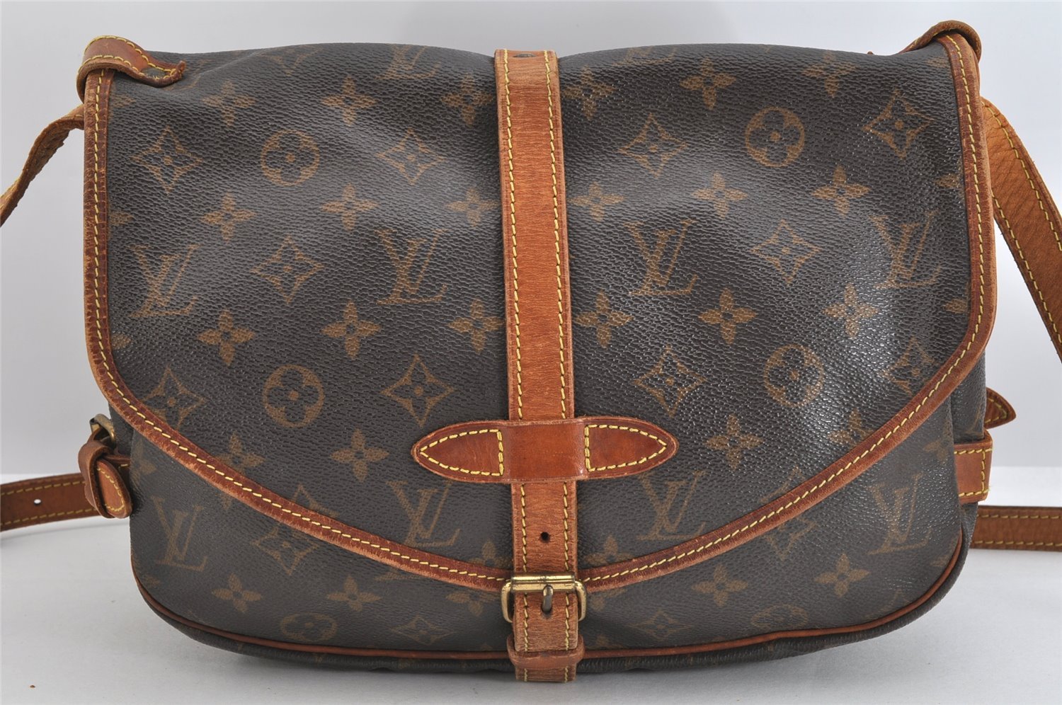 Authentic Louis Vuitton Monogram Saumur 30 Shoulder Cross Bag M42256 LV 3346K