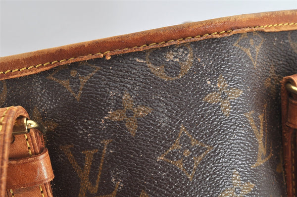 Authentic Louis Vuitton Monogram Bucket GM Shoulder Tote Bag M42236 Junk 3347K