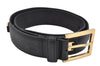 Authentic Salvatore Ferragamo Vara Vintage Leather Belt 26.4-28.3" Black 3351K