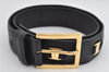Authentic Salvatore Ferragamo Vara Vintage Leather Belt 26.4-28.3" Black 3351K