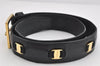 Authentic Salvatore Ferragamo Vara Vintage Leather Belt 26.4-28.3" Black 3351K