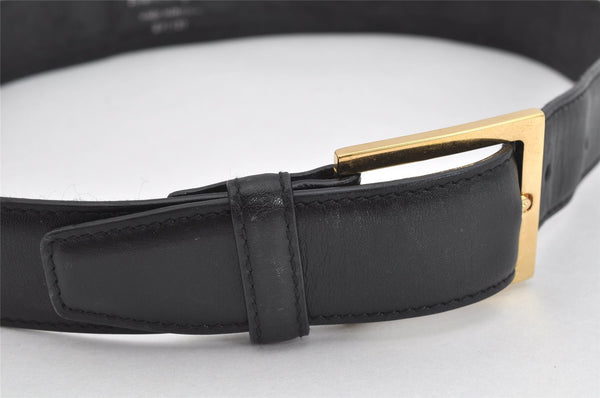 Authentic Salvatore Ferragamo Vara Vintage Leather Belt 26.4-28.3" Black 3351K