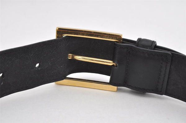 Authentic Salvatore Ferragamo Vara Vintage Leather Belt 26.4-28.3" Black 3351K