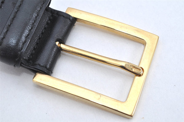 Authentic Salvatore Ferragamo Vara Vintage Leather Belt 26.4-28.3" Black 3351K