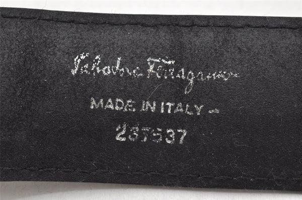 Authentic Salvatore Ferragamo Vara Vintage Leather Belt 26.4-28.3" Black 3351K