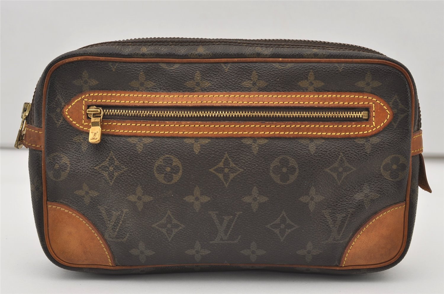 Authentic Louis Vuitton Monogram Marly Dragonne Clutch Hand Bag Old Model 3352J