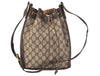 Authentic GUCCI Web Sherry Line Drawstring Bag GG PVC Leather Brown Junk 3352K