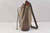 Authentic GUCCI Web Sherry Line Drawstring Bag GG PVC Leather Brown Junk 3352K