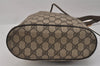 Authentic GUCCI Web Sherry Line Drawstring Bag GG PVC Leather Brown Junk 3352K