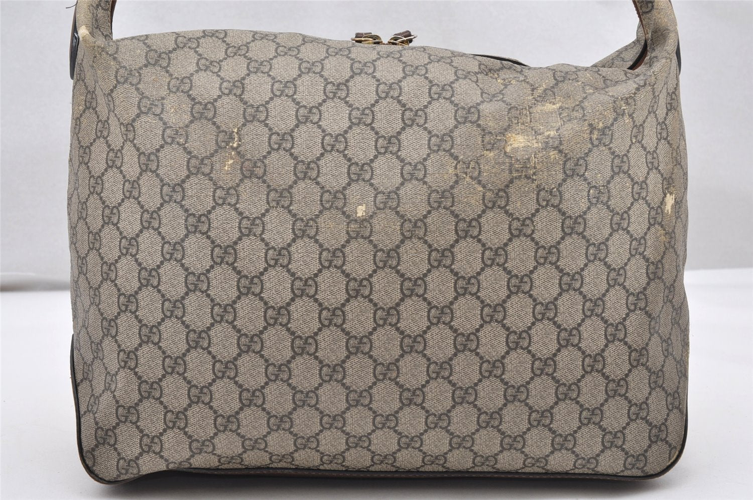 Authentic GUCCI 2Way Chain Shoulder Hand Bag GG PVC Leather 477324 Brown 3355K