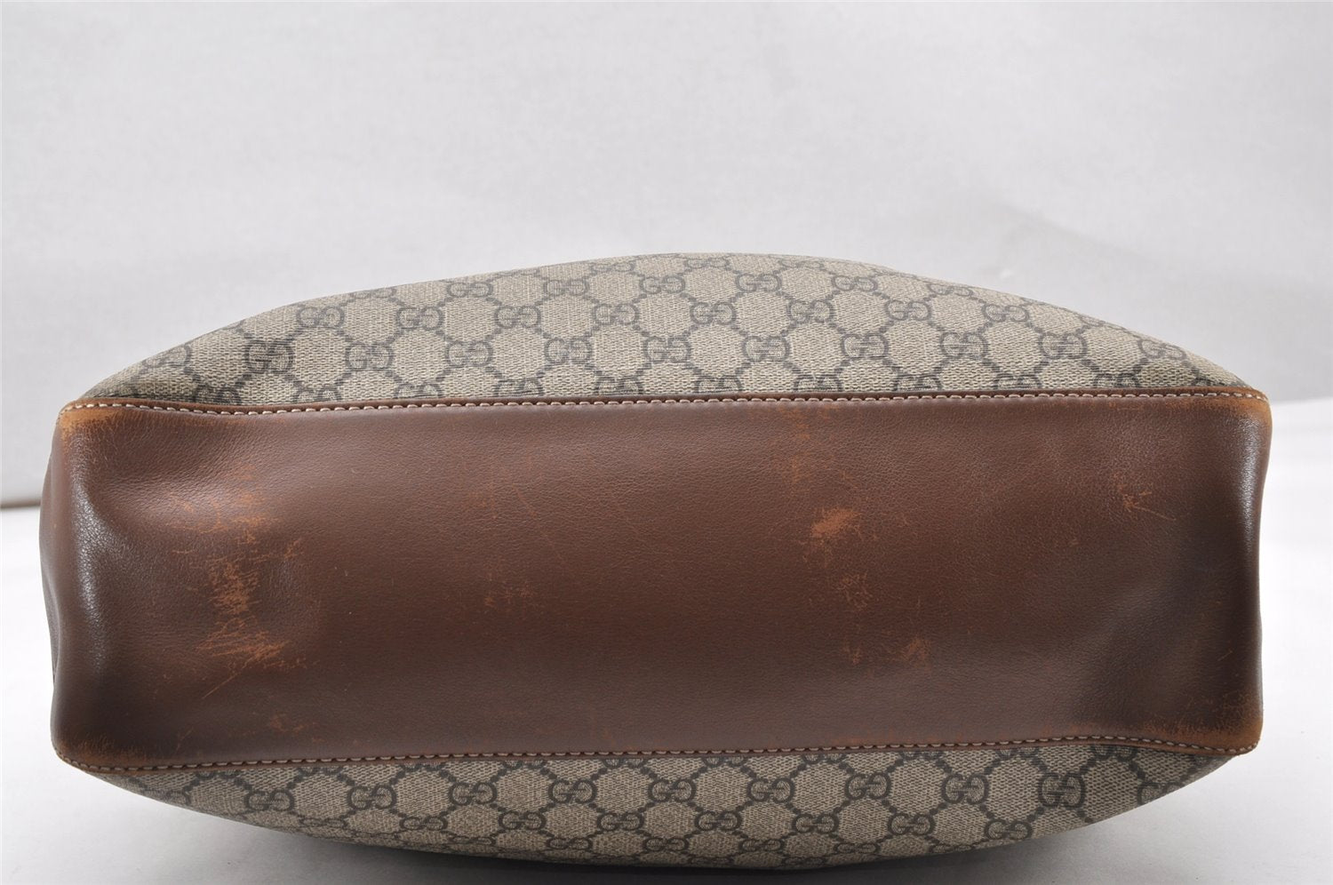Authentic GUCCI 2Way Chain Shoulder Hand Bag GG PVC Leather 477324 Brown 3355K