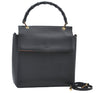 Authentic GUCCI Bamboo 2Way Hand Shoulder Bag Leather 0011886 Black 3356H